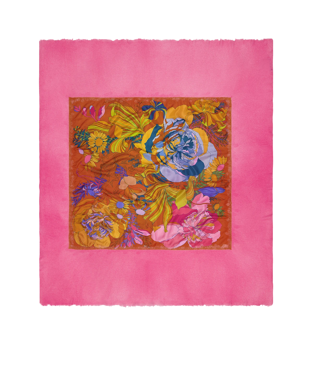 Lily Print Foulard Scarf In Rose
