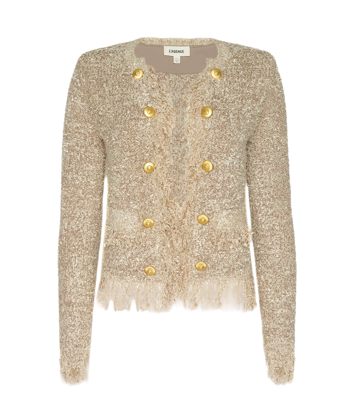 L'Agence Mireille Fringe Cardigan In Natural - flat lay