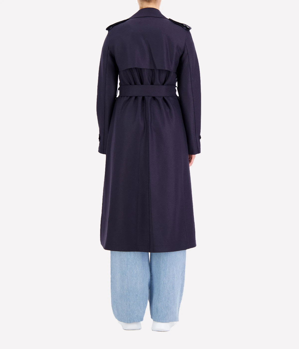Double Vent Trench Coat in Navy Blue