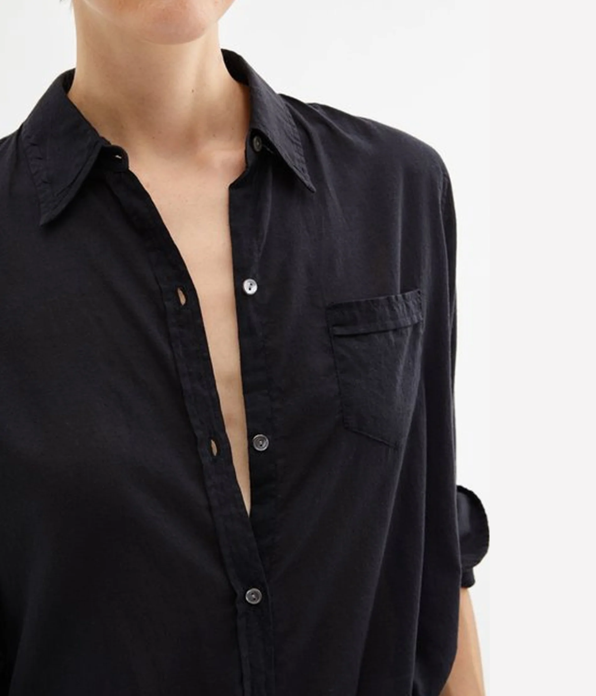 Cotton Voile NL Shirt in Black