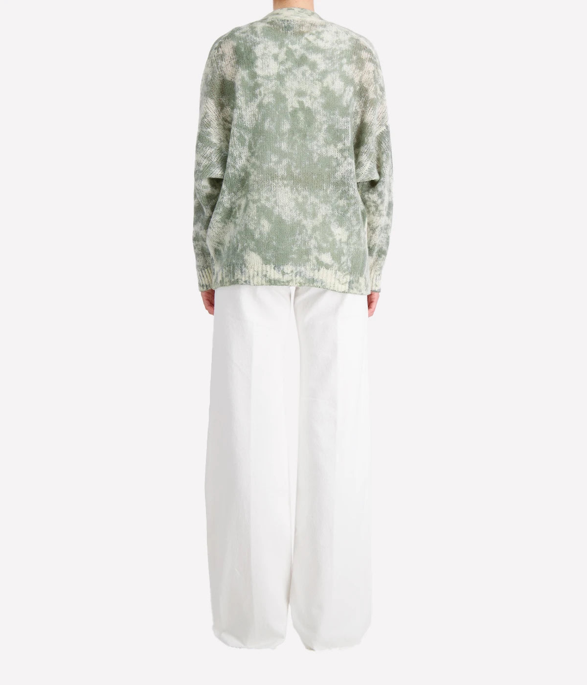 *FINAL SALE* Camouflage V Neck Cardigan Cashmere Silk in Jade