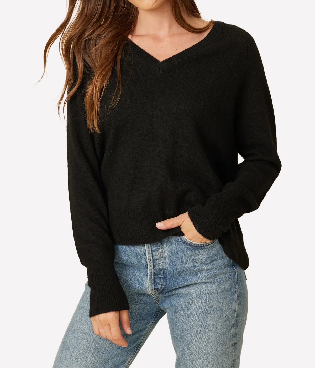 Sloane Cashmere V Neck In Black