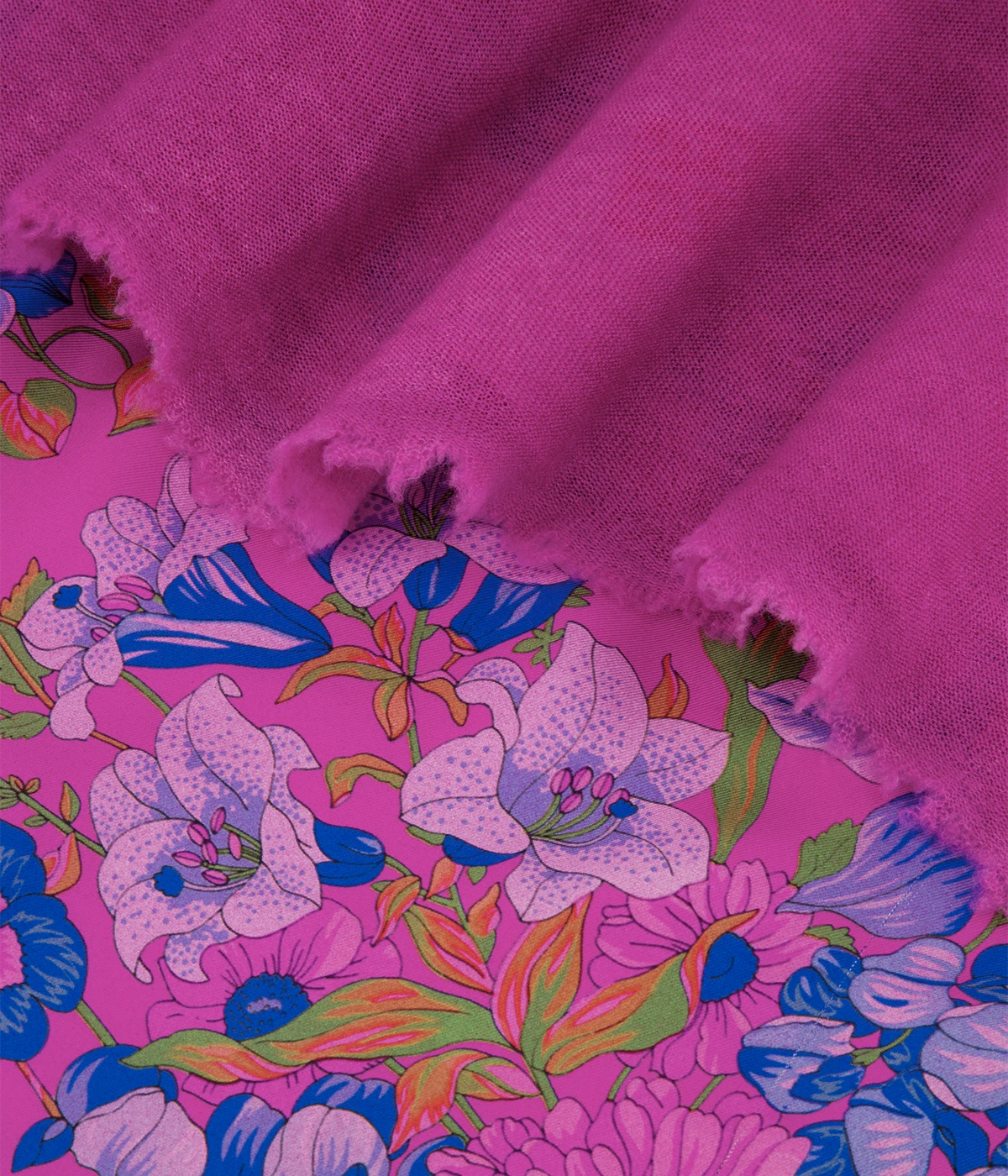 One Of A Kind Foulard Scarf In Pink Blue Floral