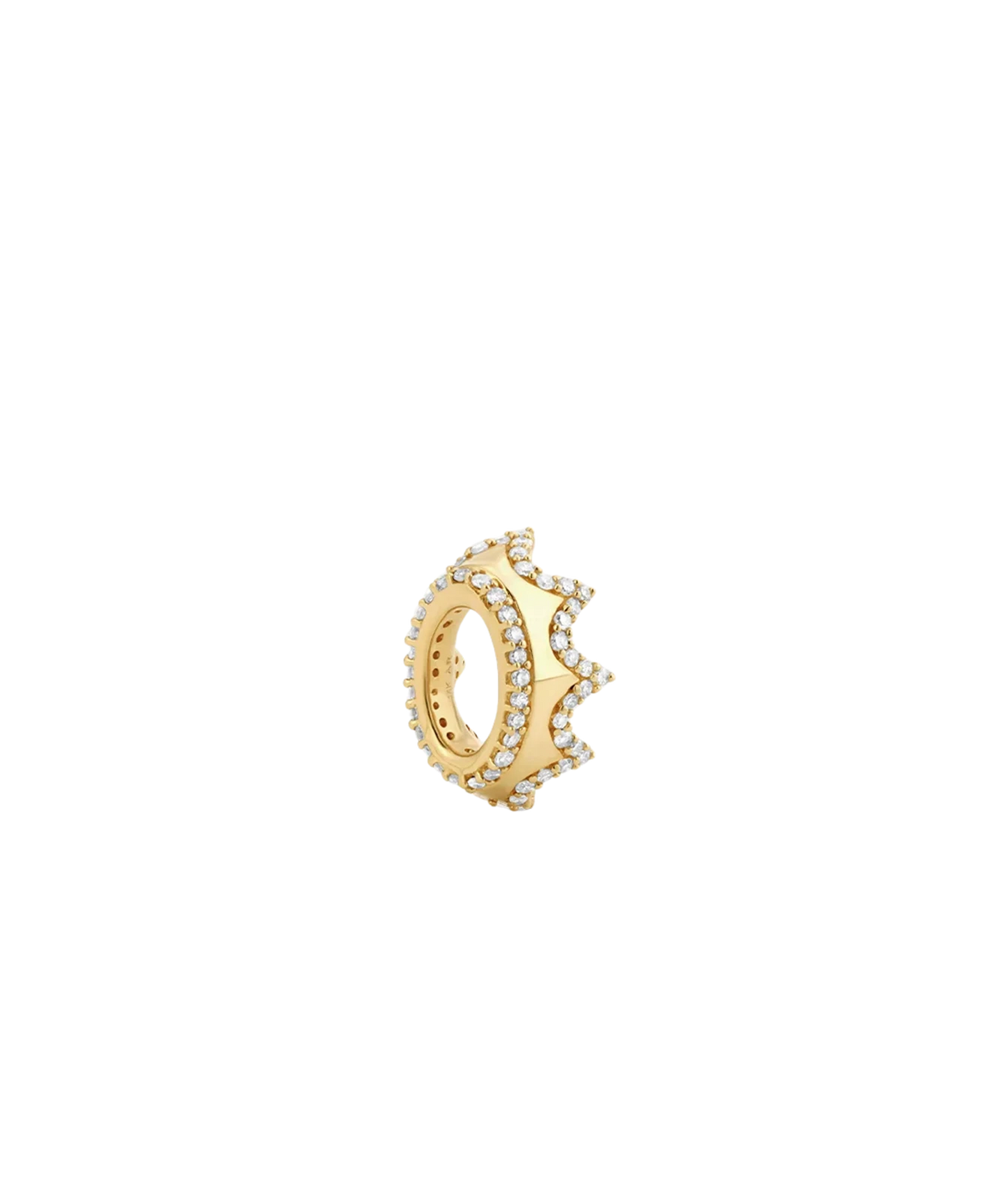 Adina Reyter Pavé Crown Big Bead in 14K Yellow Gold shown from above, revealing its rounded crown shape and open centre