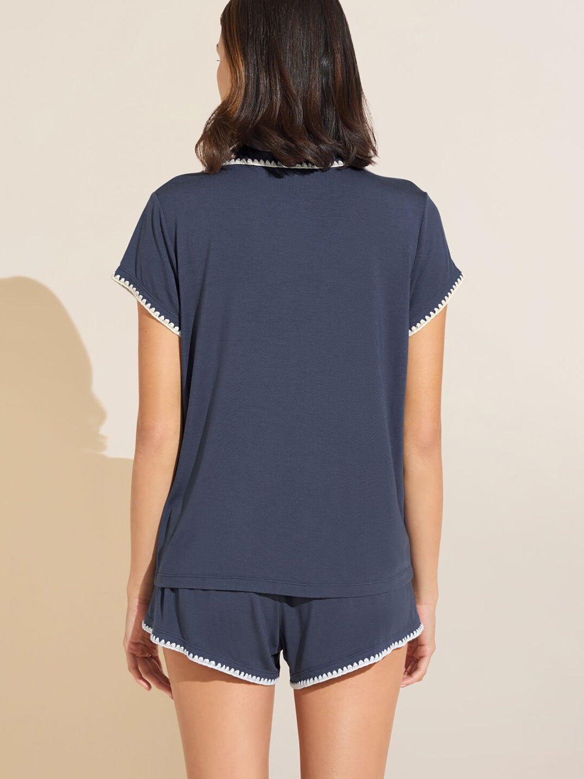 Frida Short Sleeve PJ Set in Navy Ivory
