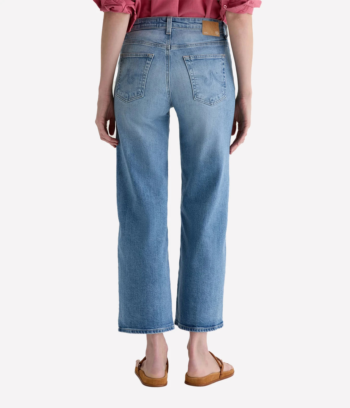 AG Jeans Saige Wide Leg Crop Jean in Helios, on model, back view
