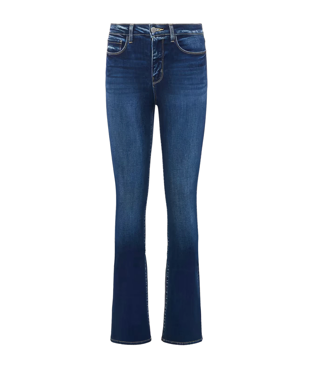 L'Agence - Selma Bootcut Jean In Columbia - flat lay of blue jeans bootcut shape