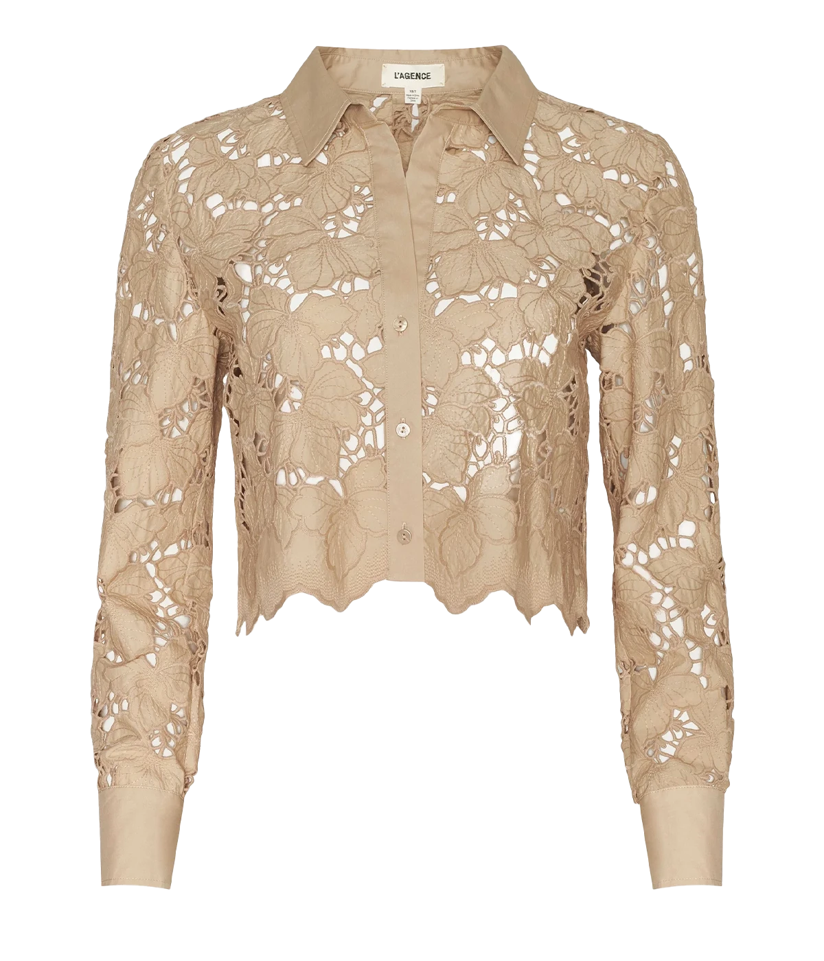 Seychelle Cropped Button Down in Almond