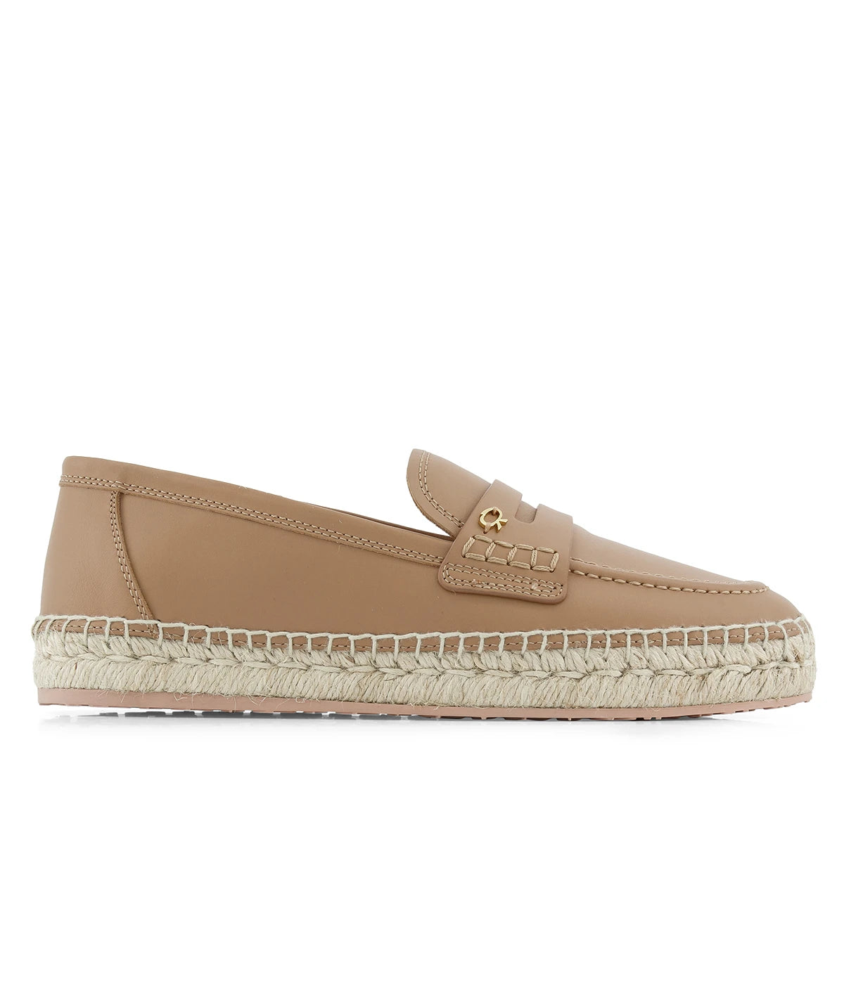 ALT text: Gianvito Rossi Lido Loafer in soft brown calf suede with natural cord wedge sole.