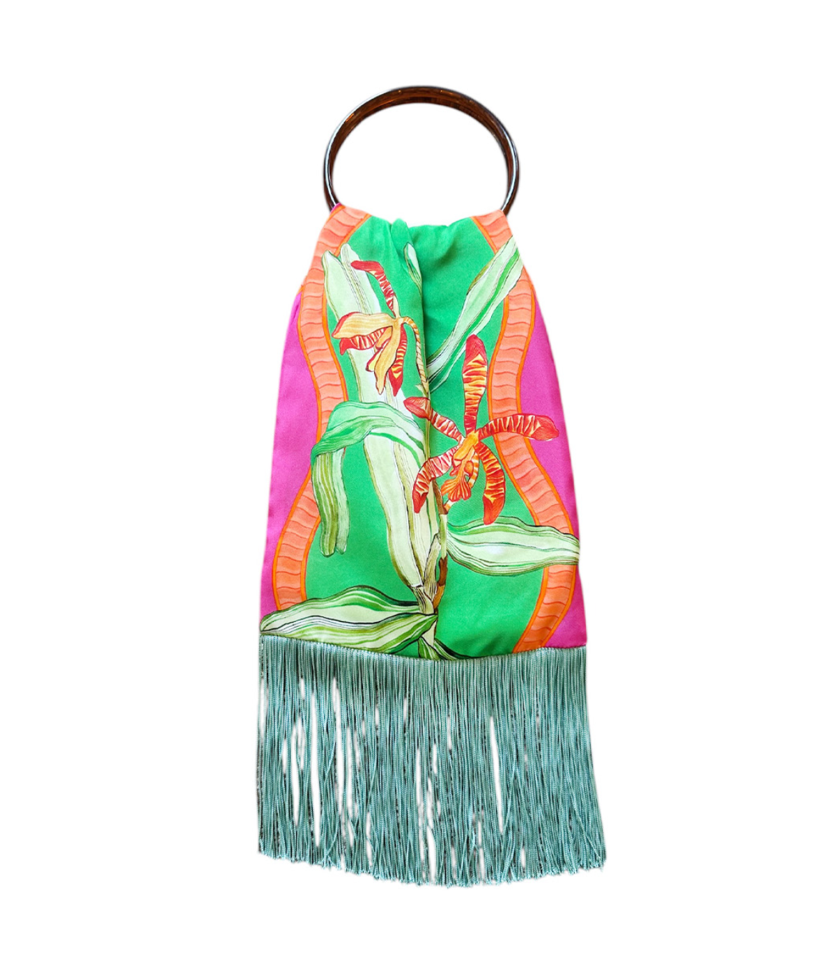 Silk Fringe Bag Small in Sage