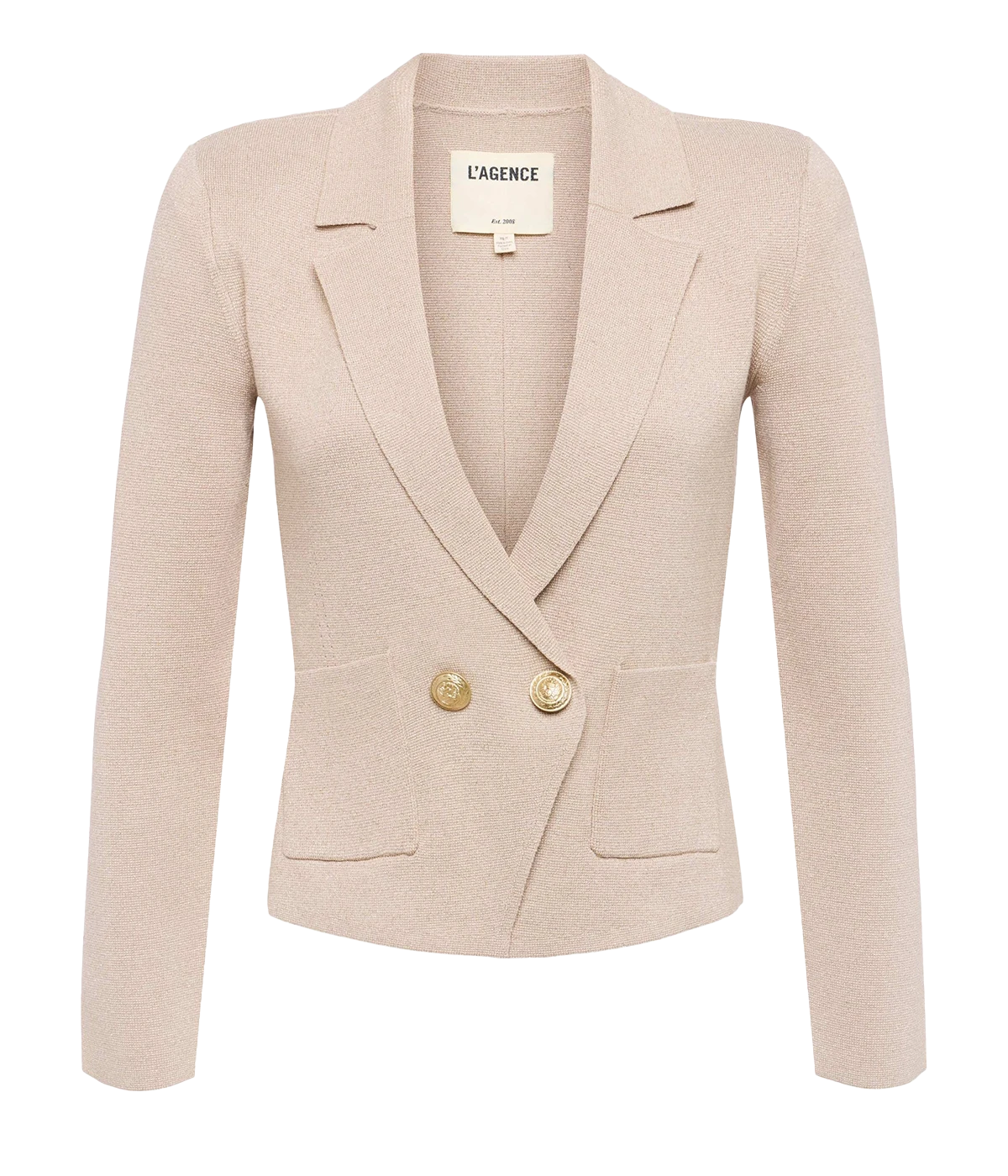 Sofia Metallic Knit Blazer in Pale Khaki Gold