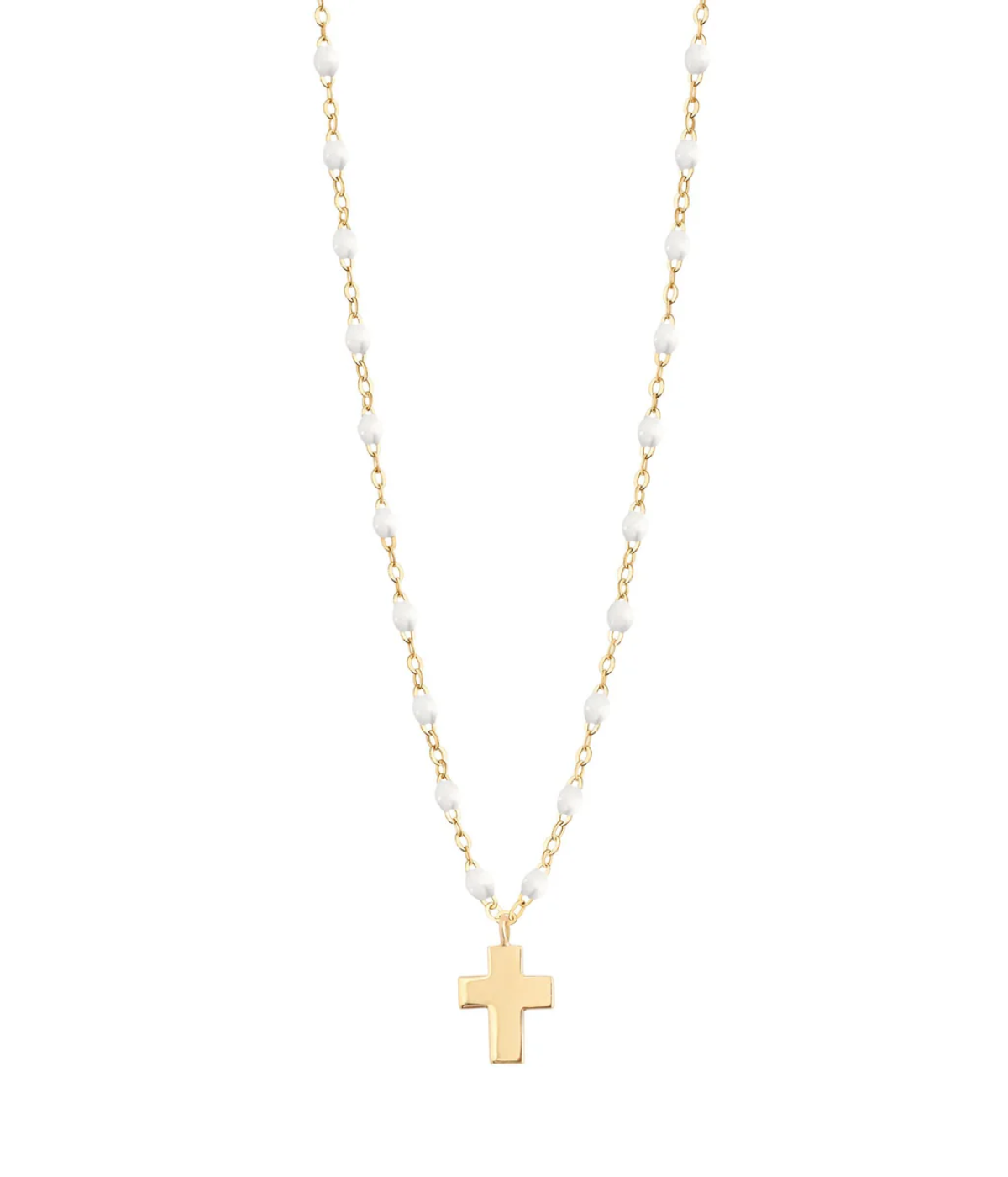 Cross Necklace 42cm Yellow Gold in White