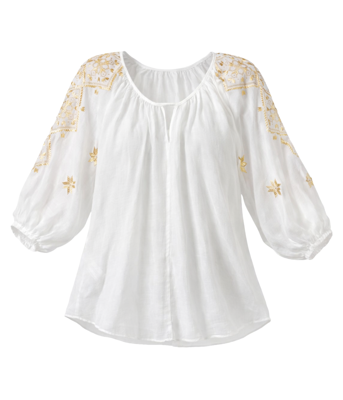 Blouse Lefkada Long Sleeve In White Gold