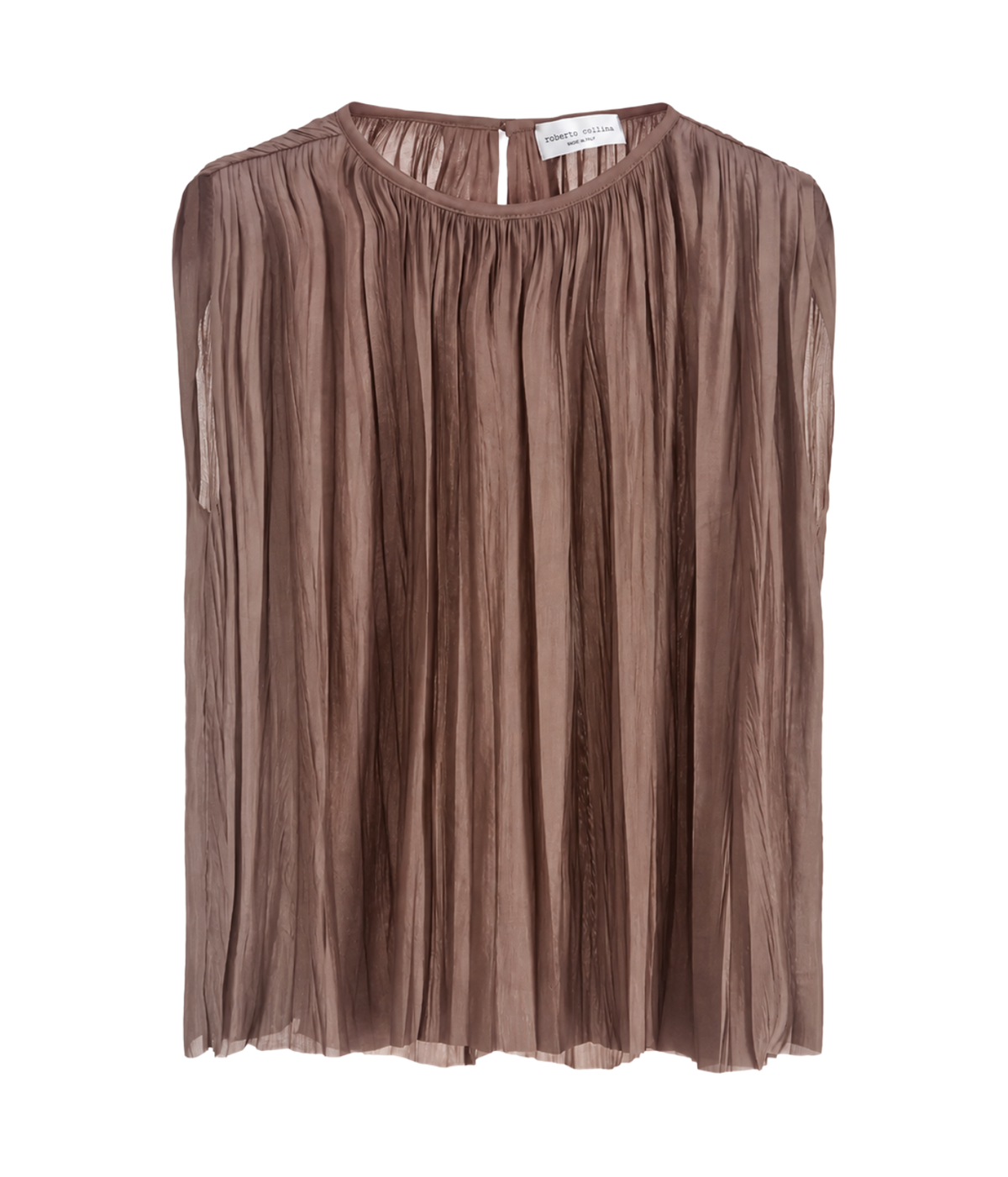 Top Plisse In Mouve by Roberto Collina, product flat lay of light brown coloured flowy top