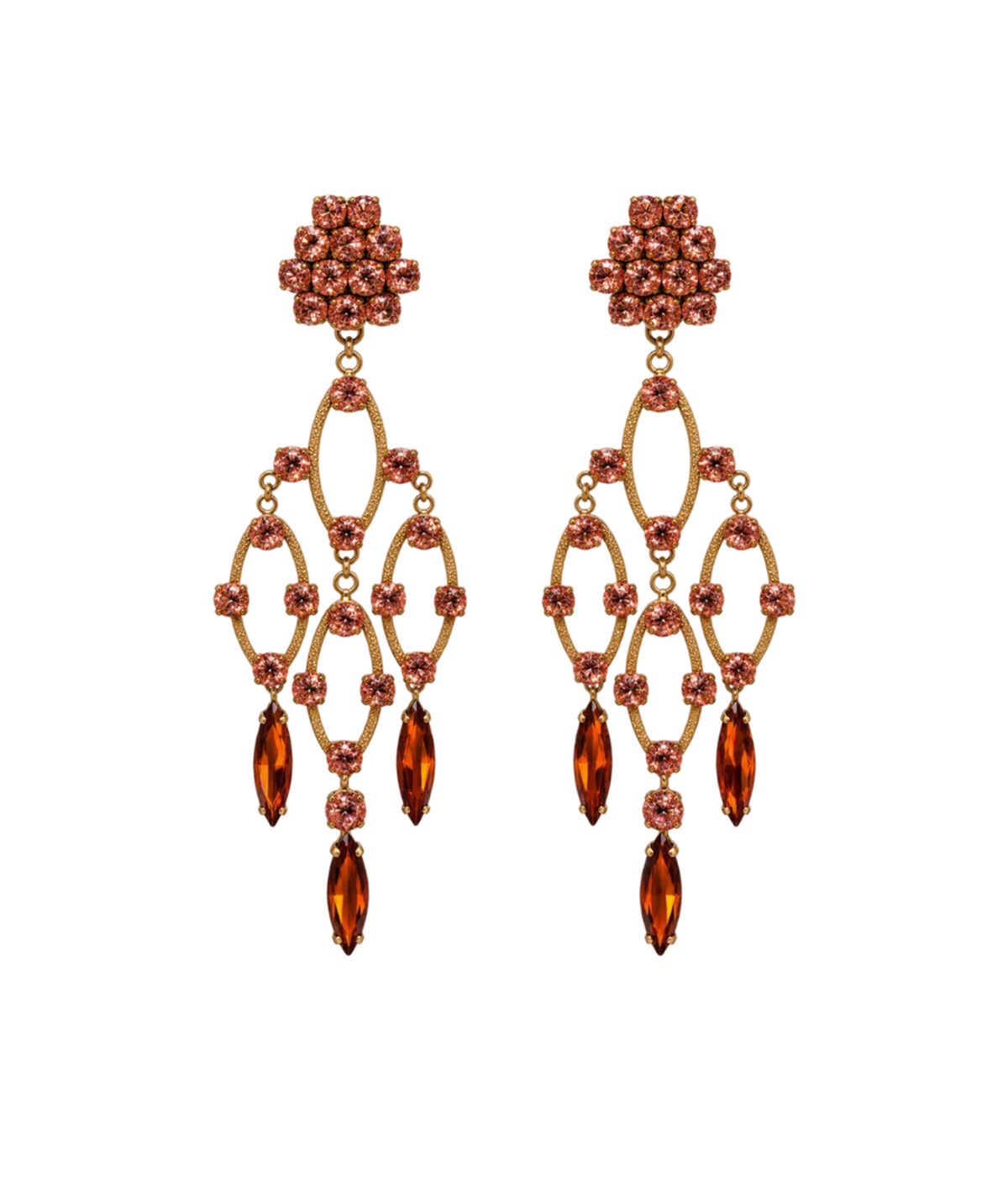 Chandelier Clip Earrings in Champagne/Multi