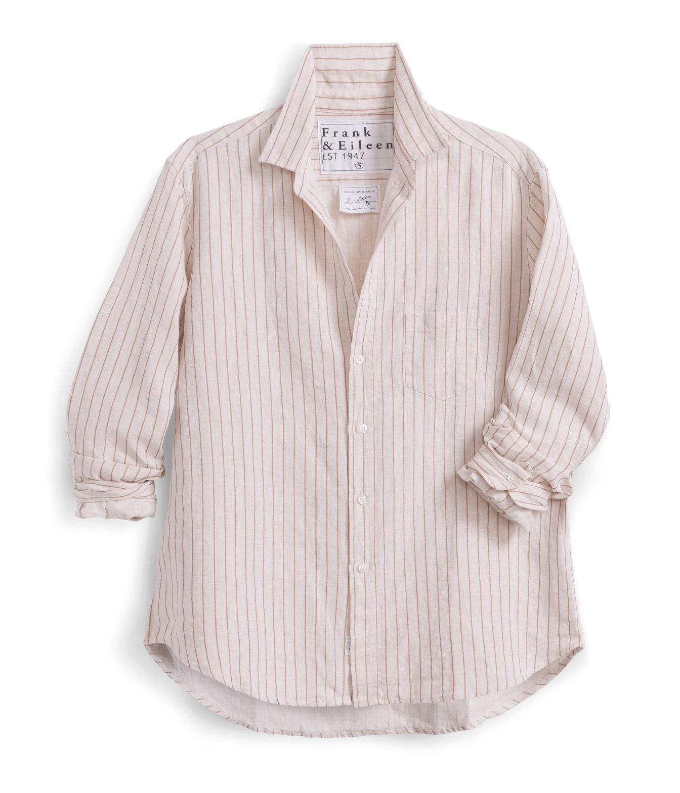 Silvio Untuckable Button Up Shirt in Tan Stripe