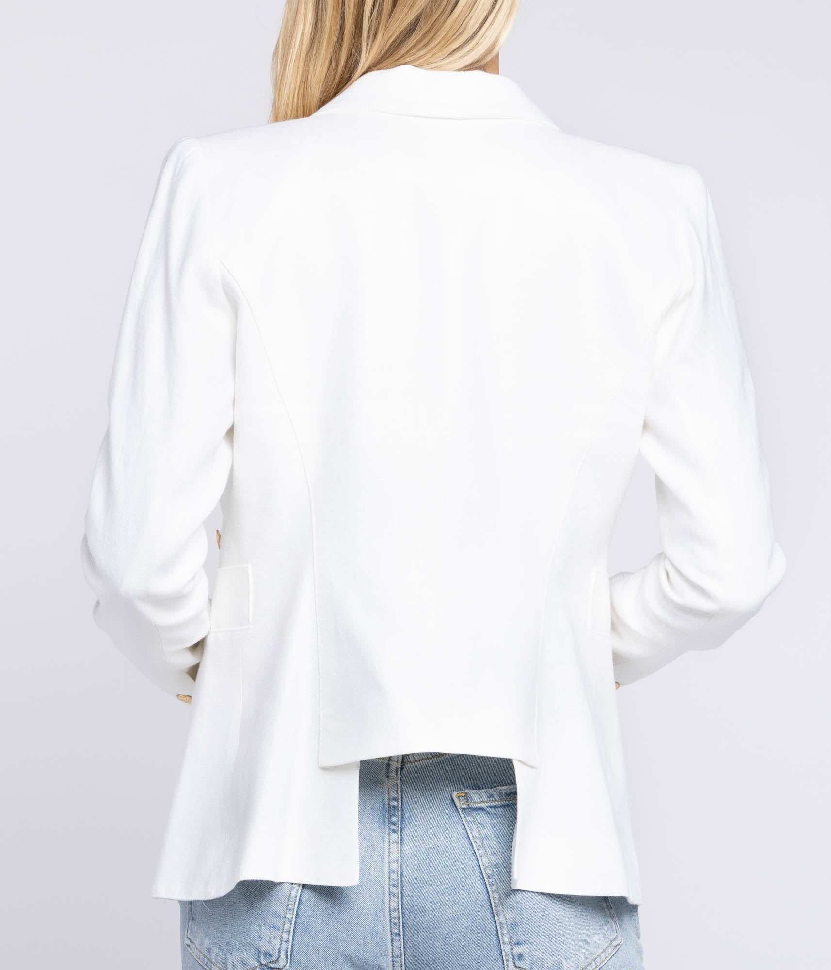 Classic Duchess Linen Blazer in White