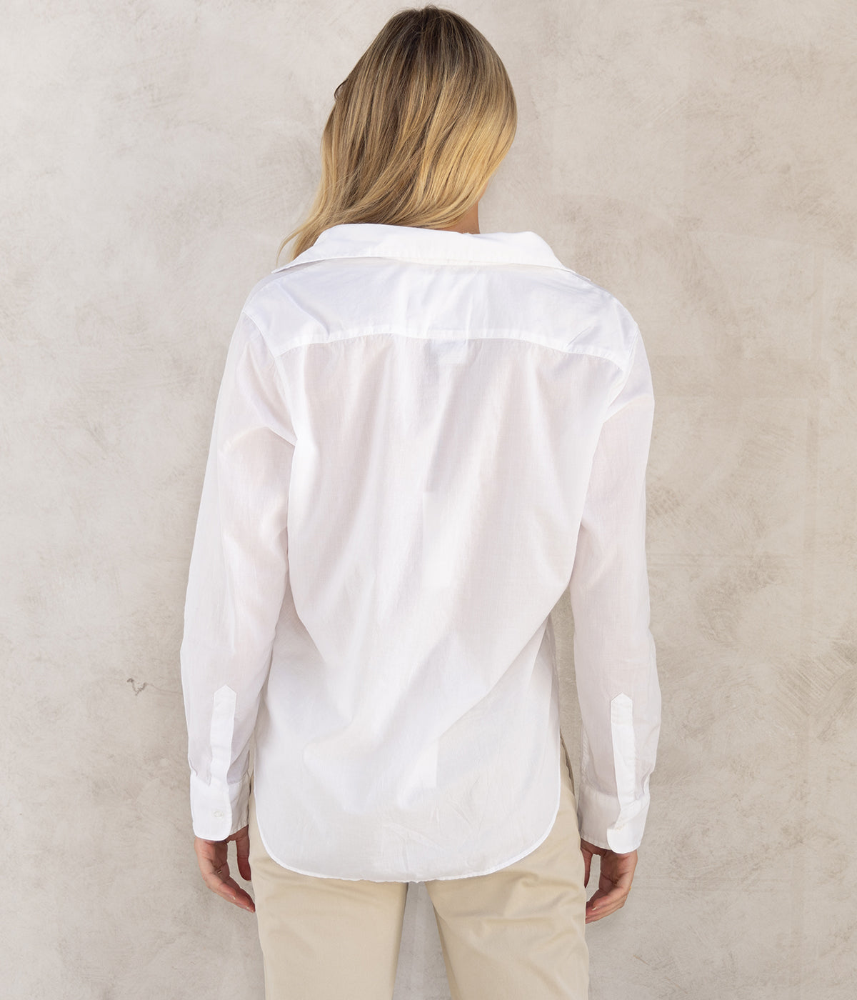 Eileen Woven Button Up in White Light Poplin