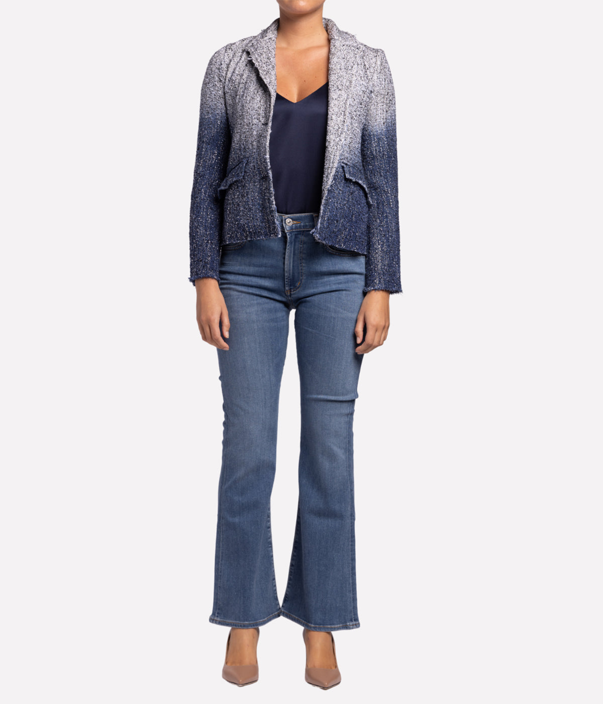 *FINAL SALE* Metallic Mat Stitch Rever Jacket in Denim