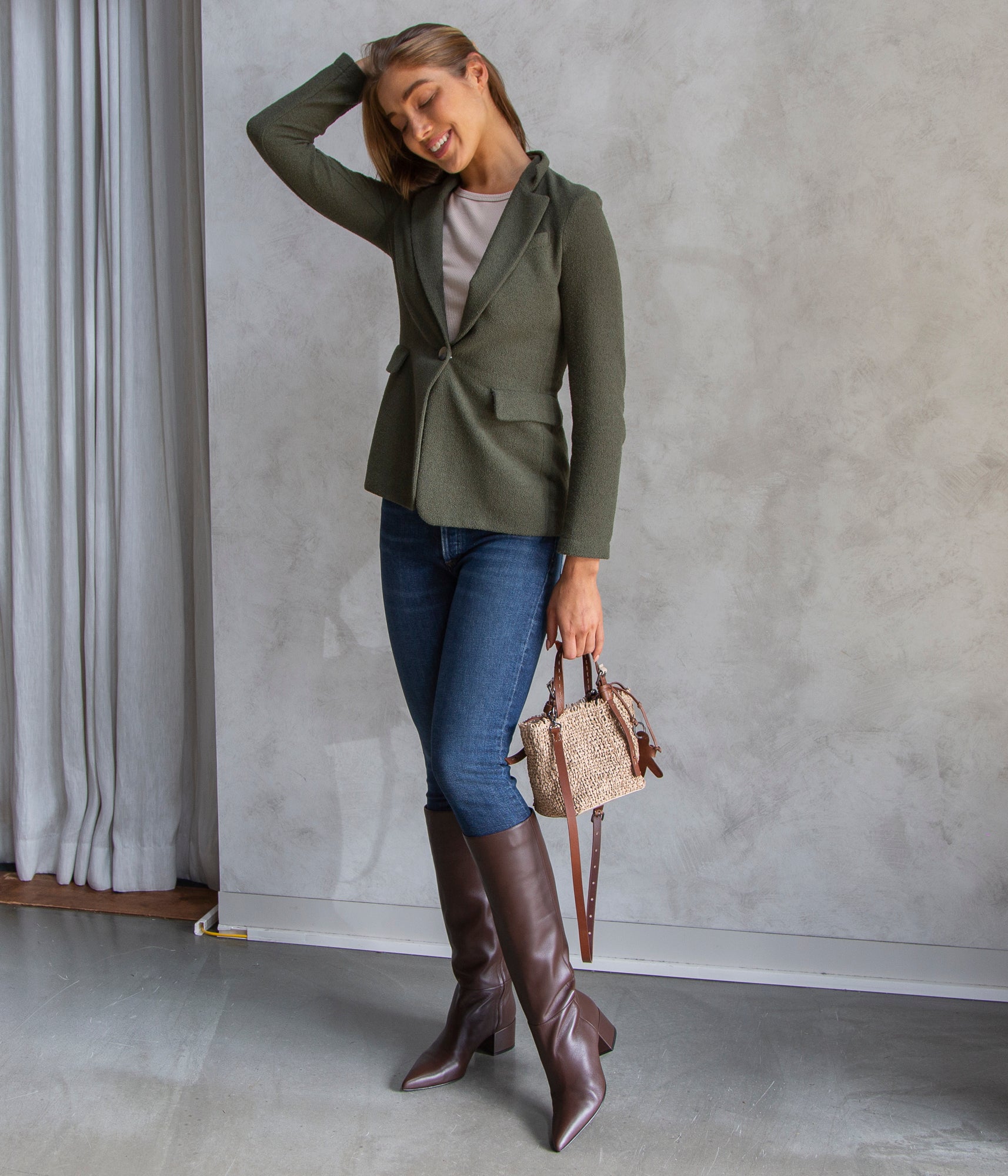 *FINAL SALE* Two Button Single Breasted Blazer in Moss Green