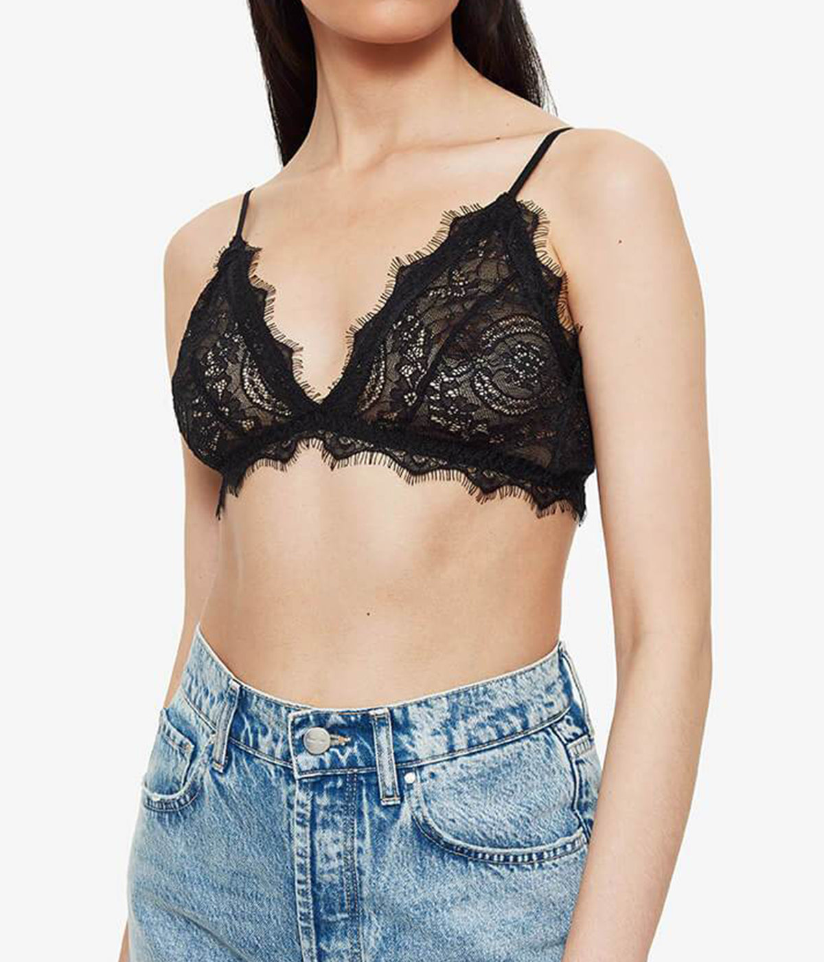 Lace Bra with Trim in Black