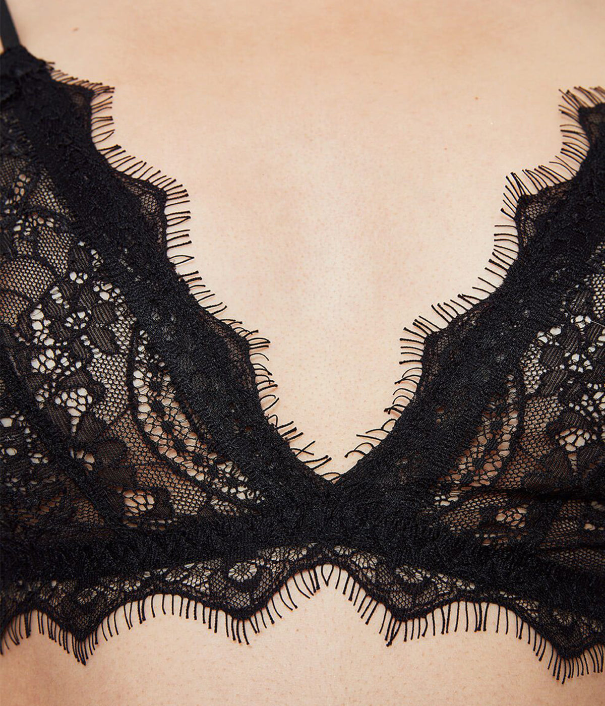Lace Bra with Trim in Black