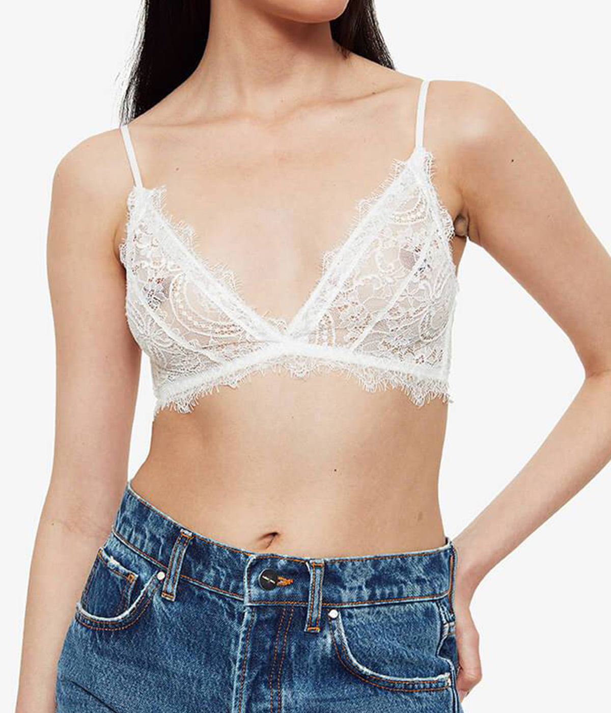 Lace Bra with Trim in Ivory