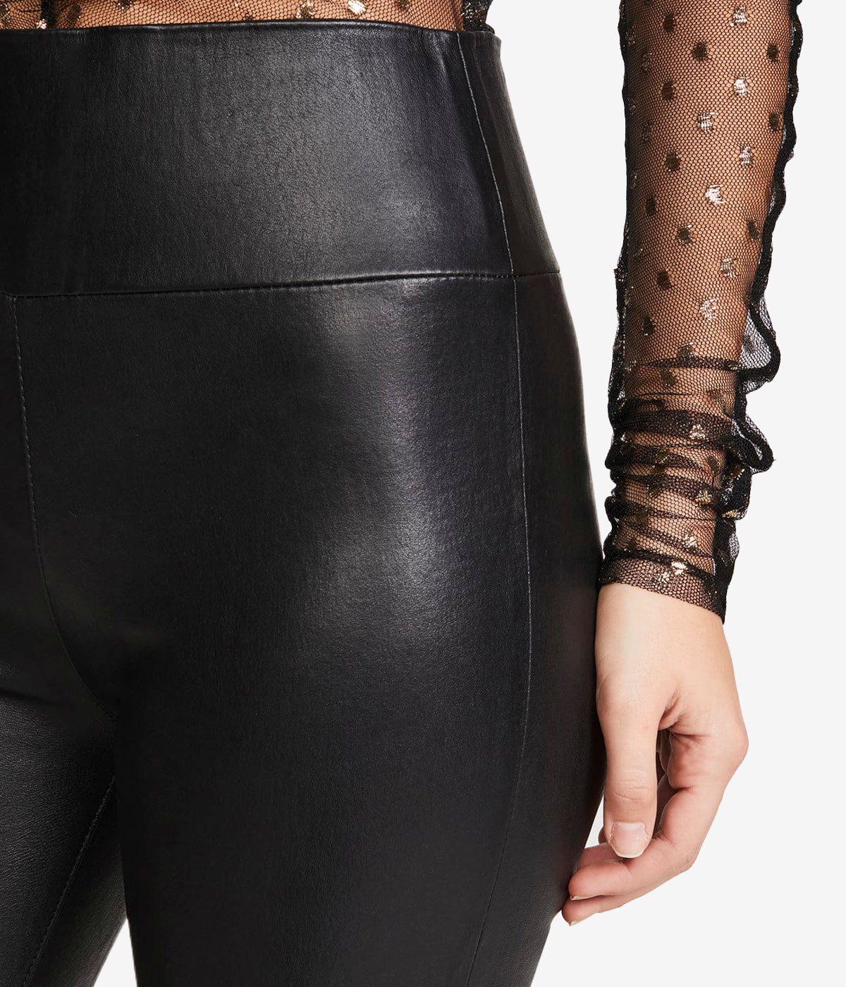 Ankle Flare Leather Legging in Black