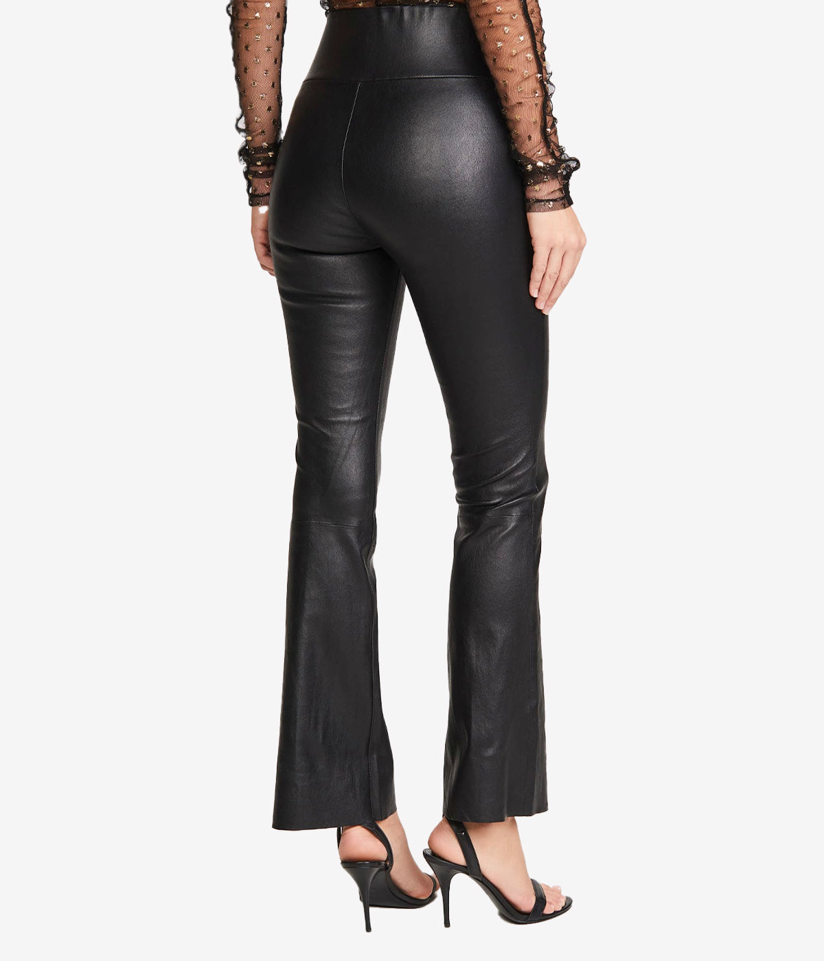 Ankle Flare Leather Legging in Black