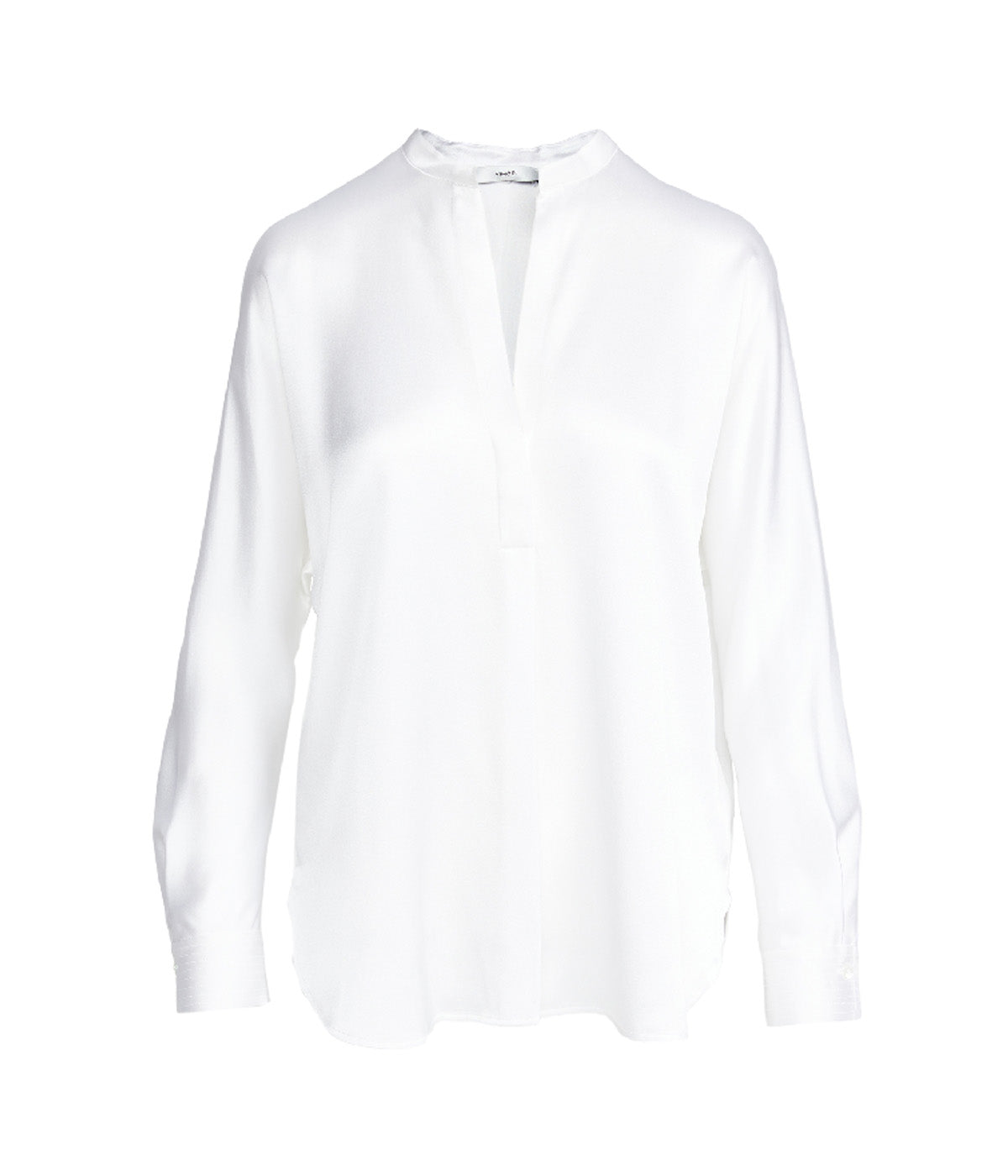 Band Collar Blouse in Optic White