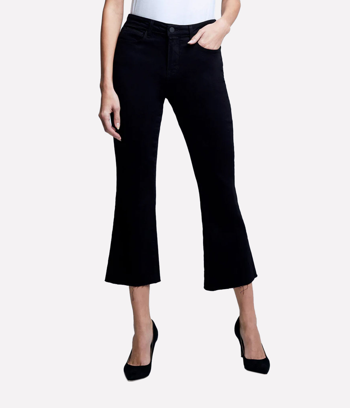 Kendra High Rise Crop Flare in Black