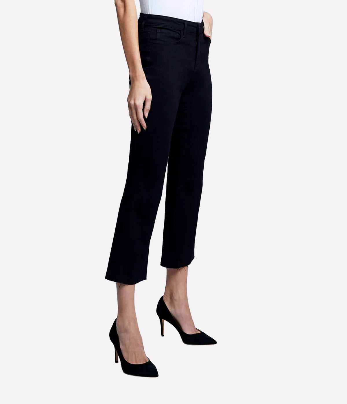 Kendra High Rise Crop Flare in Black