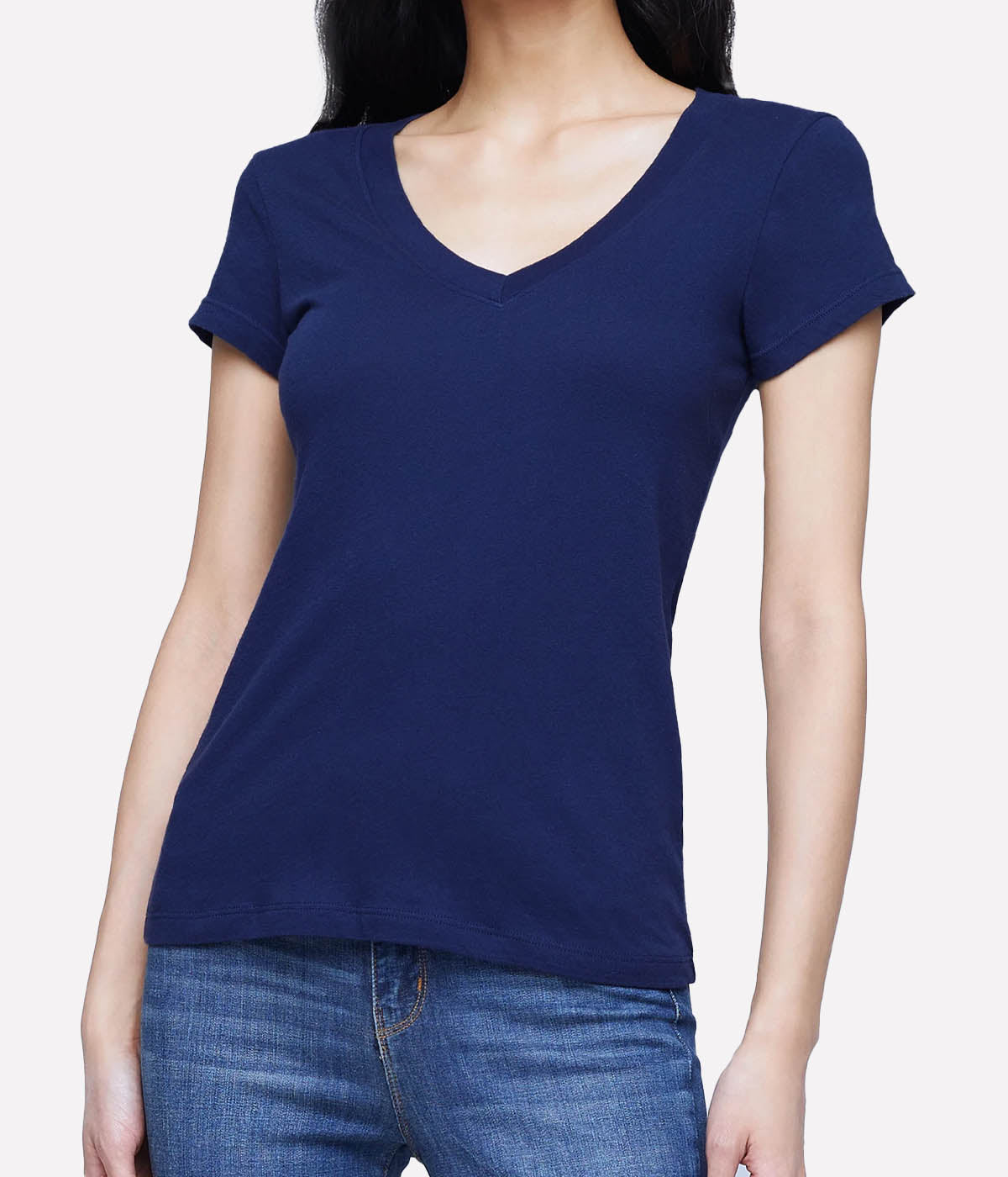 Becca V Neck Tee in Navy