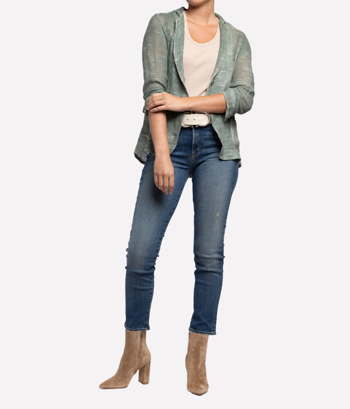 *FINAL SALE* Net Fabric Rever Jacket in Kaki