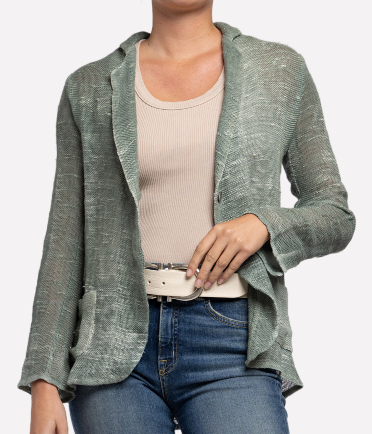 *FINAL SALE* Net Fabric Rever Jacket in Kaki