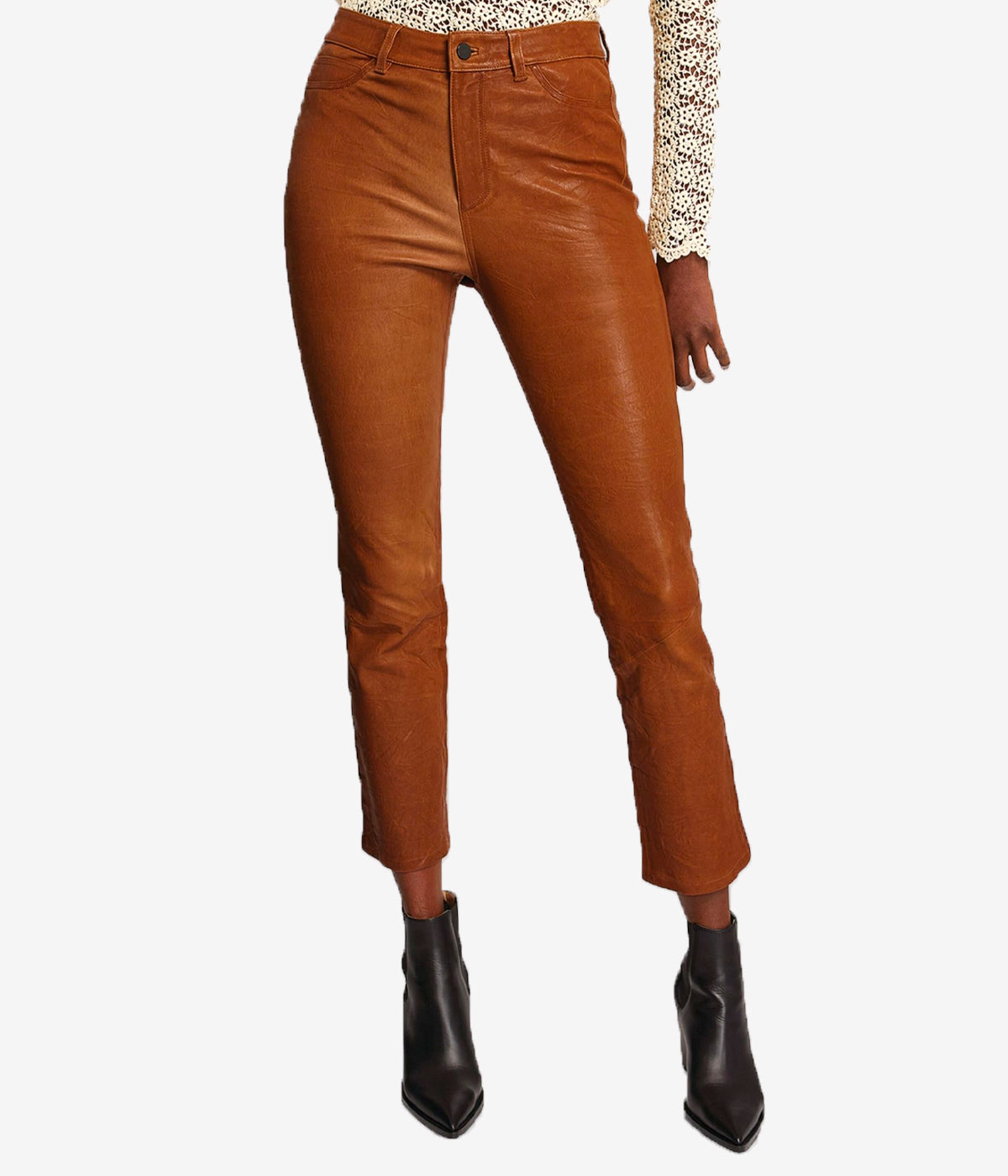 Cindy Leather Pants in Dark Argan