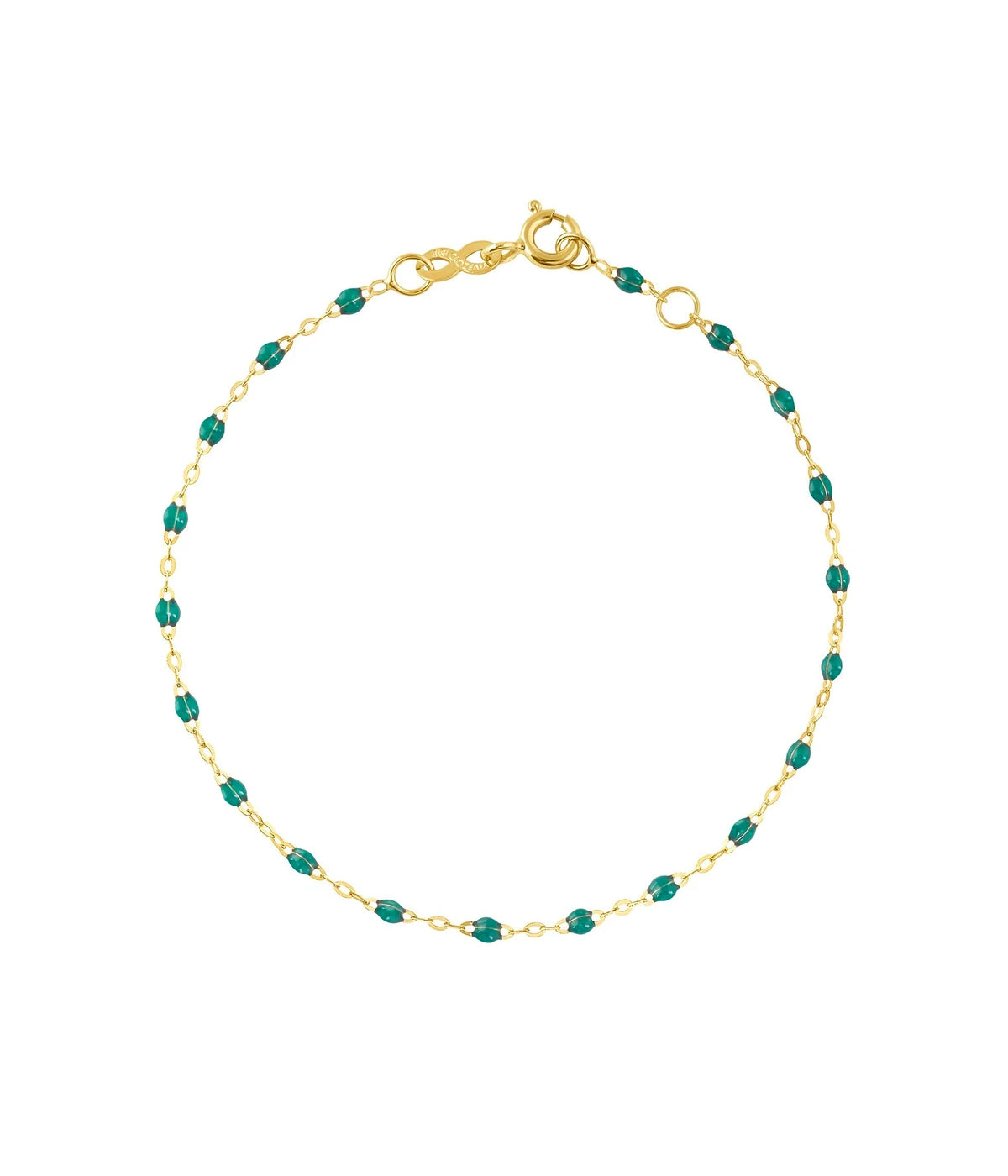 ALT text: Gigi CLOZEAU Classic Gigi bracelet in 18ct yellow gold with colourful resin beads, 17cm length