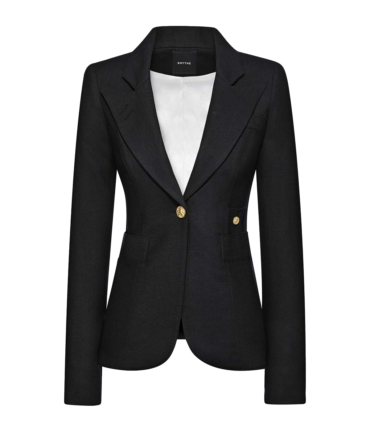 Classic Duchess Blazer by Smythe in wool, featuring brass hardware, a cut-out back detail, and a single-breasted silhouette.