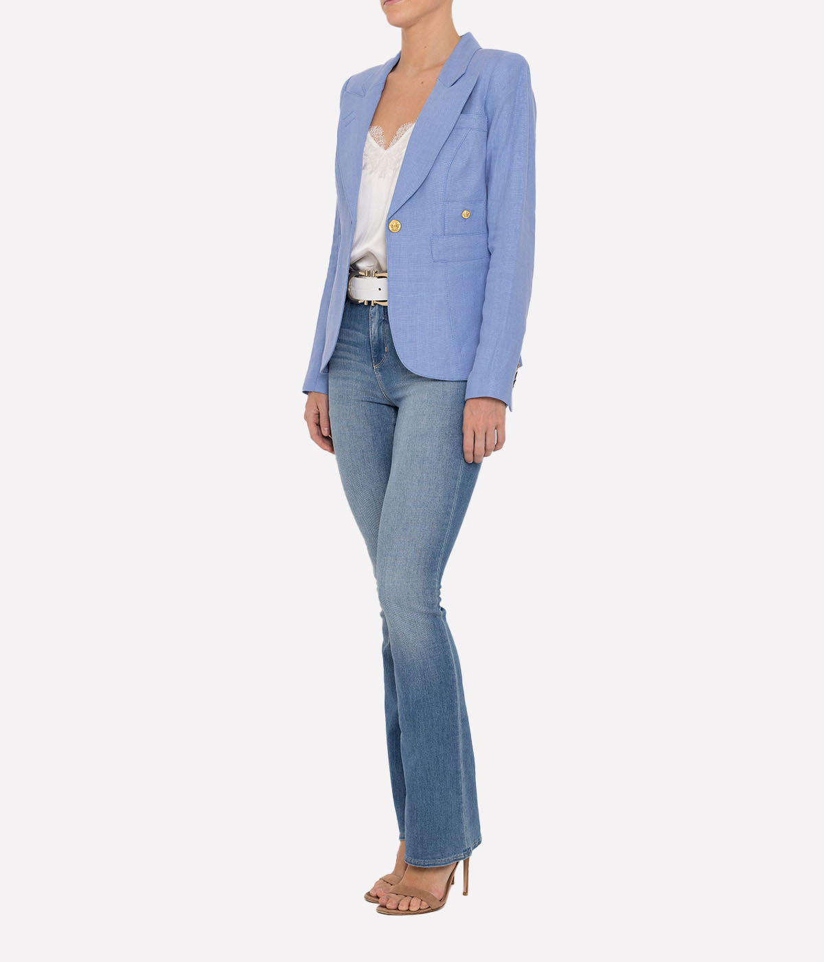 Classic Duchess Linen Blazer in Periwinkle