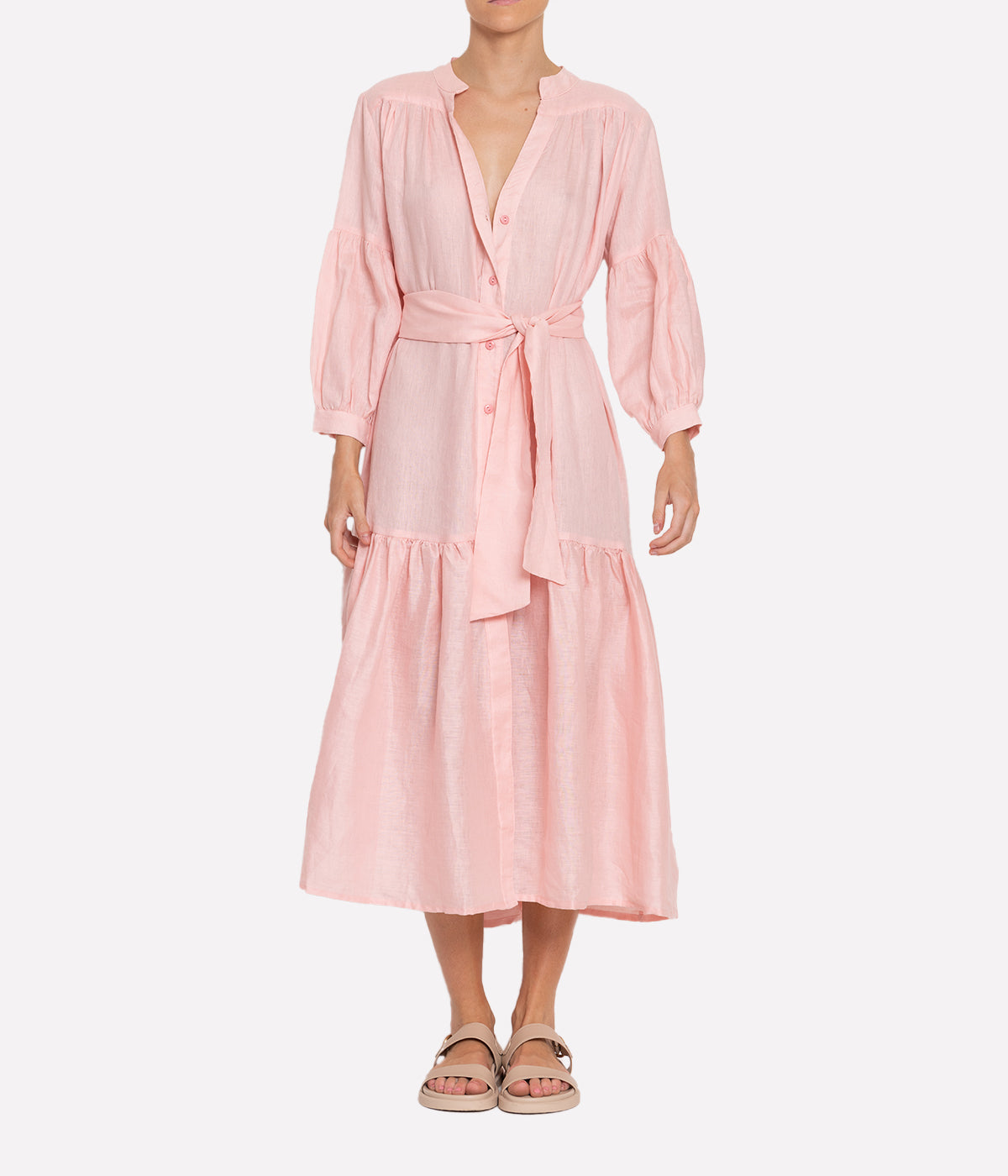 Corfu Long Sleeve Dress in Pink
