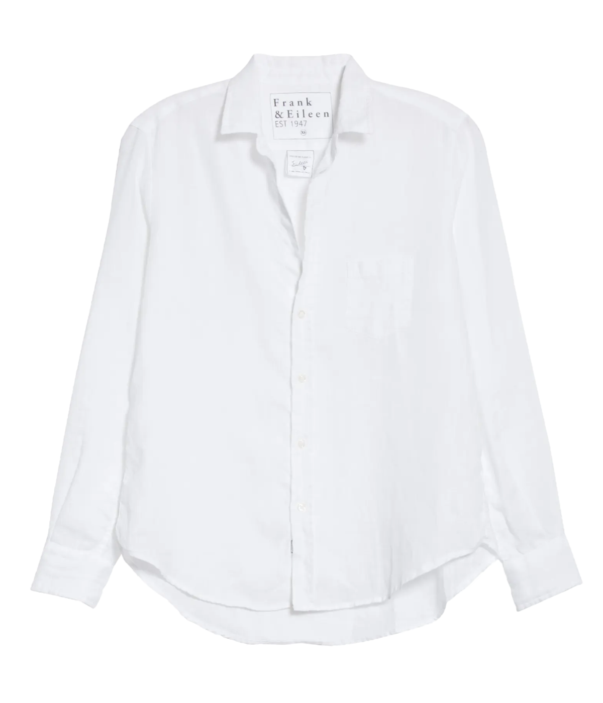 A classic white linen button down in a white colourway, with collar detailing and front button down detail. Boyfriend white shirt, everyday basic, classic white shirt, 100% linen, ,made in USA, bra friendly.