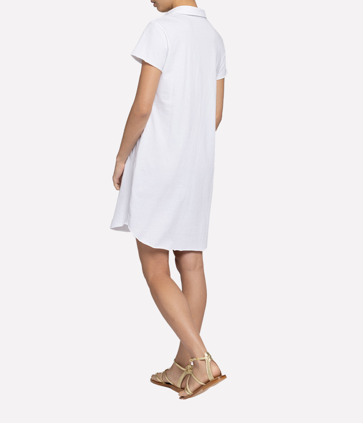 Short Sleeve Polo Dress in White