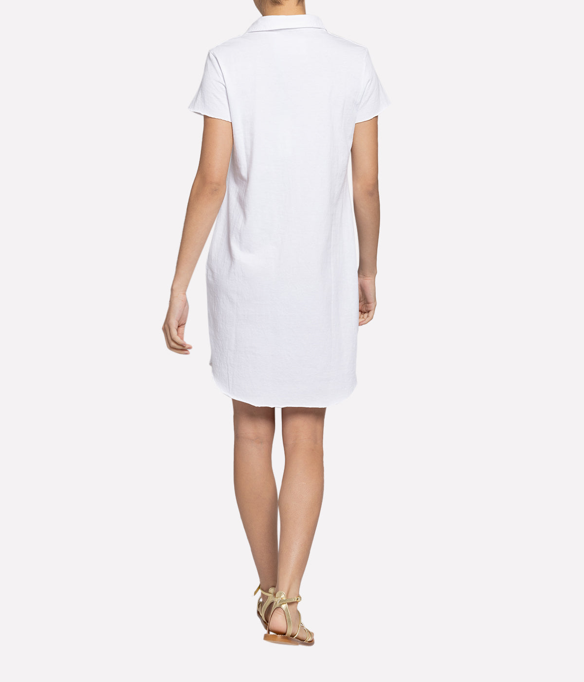 Short Sleeve Polo Dress in White
