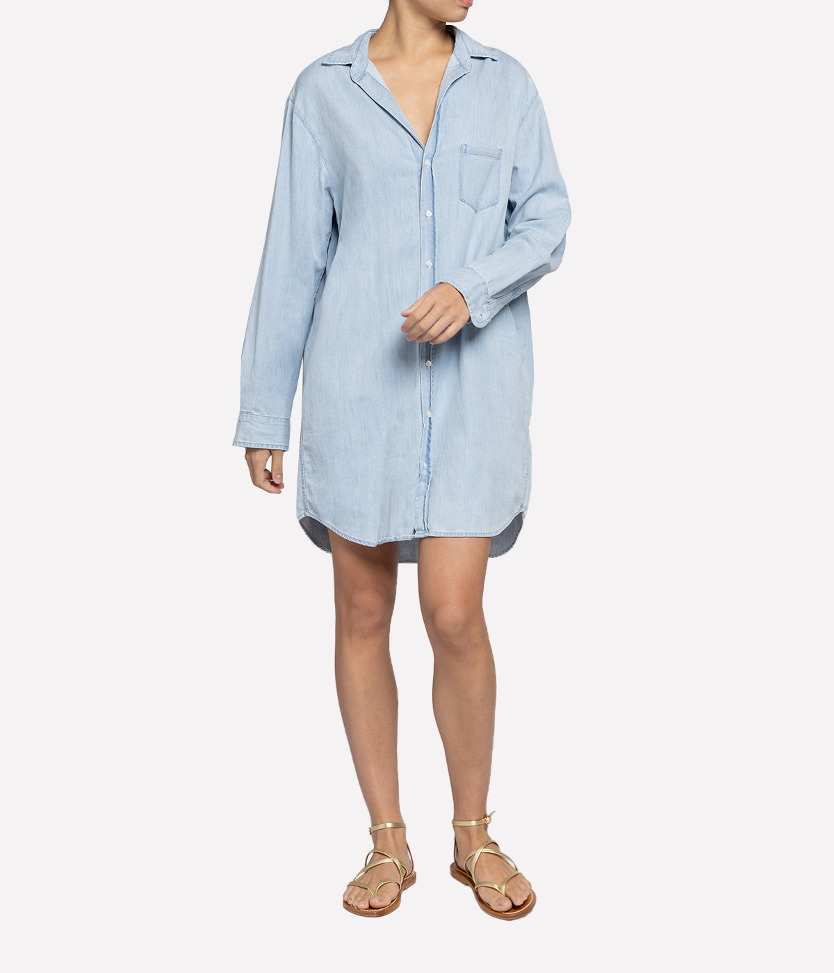 Mary Woven Denim Button-Up Dress by Frank & Eileen – Hand-Dyed Chambray Shirt Dress in 100% Italian Cotton, Long Sleeves, Just Above Knee Hemline