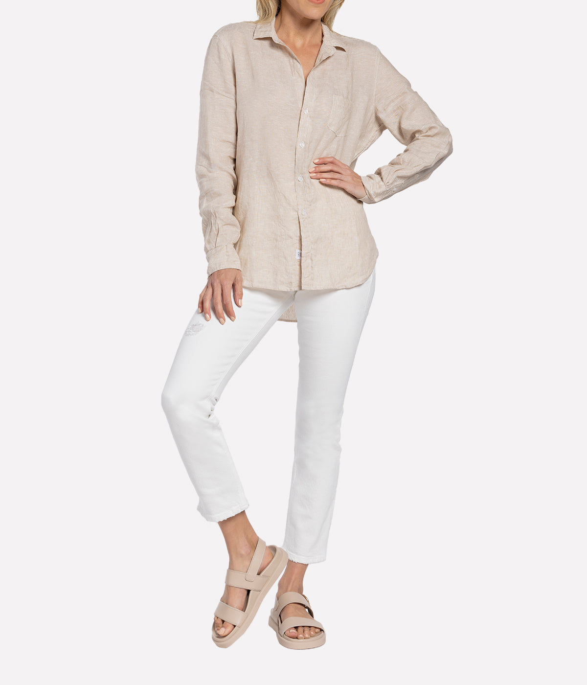 Eileen Relaxed Button Up Shirt In Sand