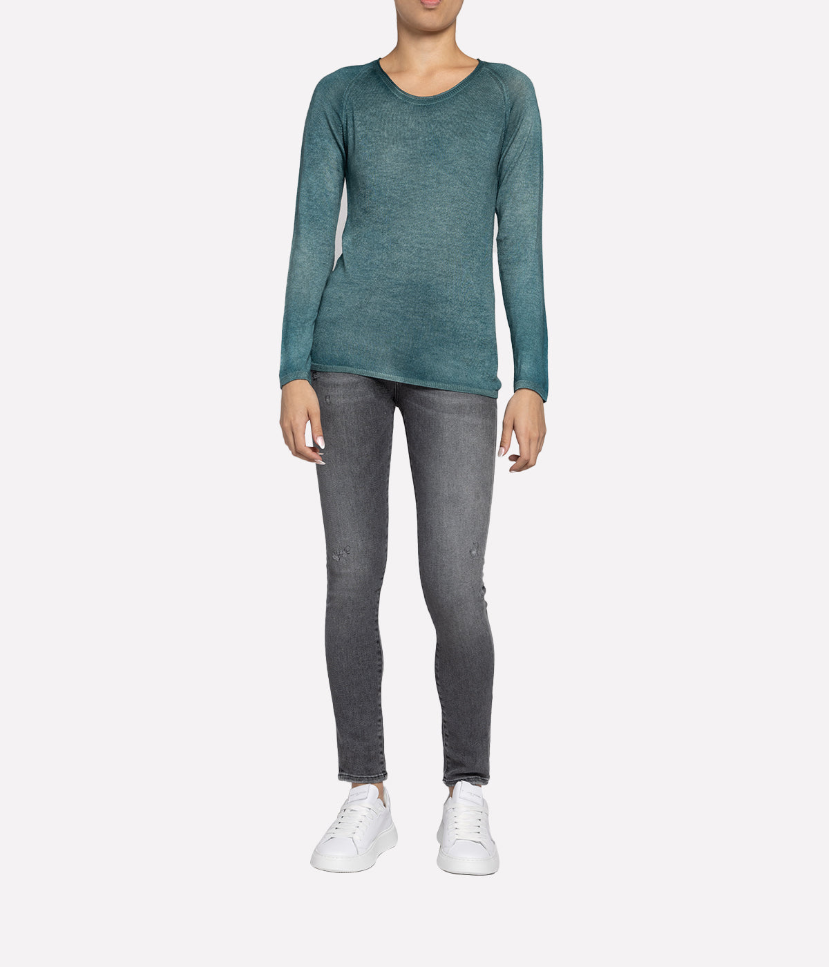 **FINAL SALE* Round Neck Fitted Pullover in Forest