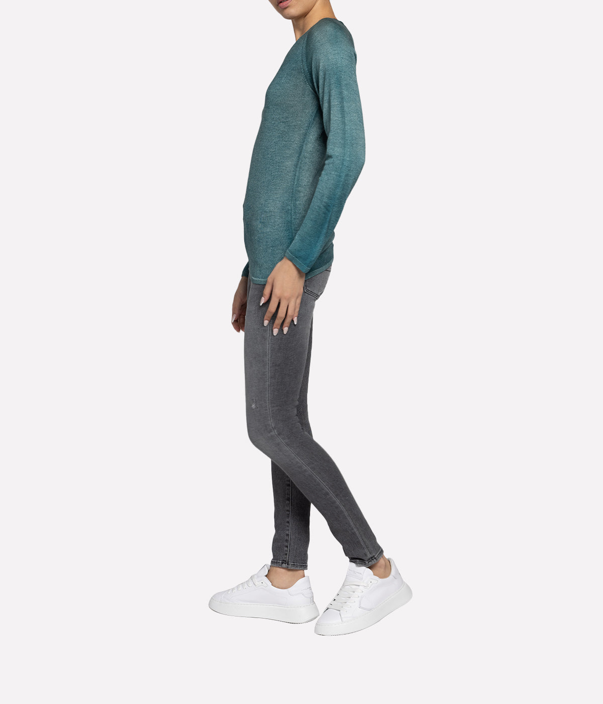 **FINAL SALE* Round Neck Fitted Pullover in Forest