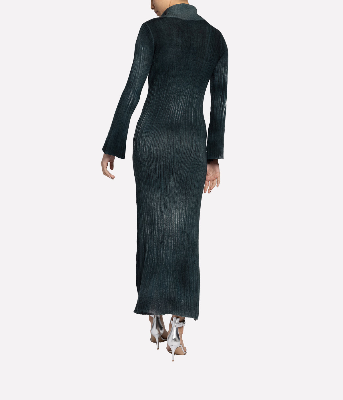 High Neck Light Cashmere Dress in Forest