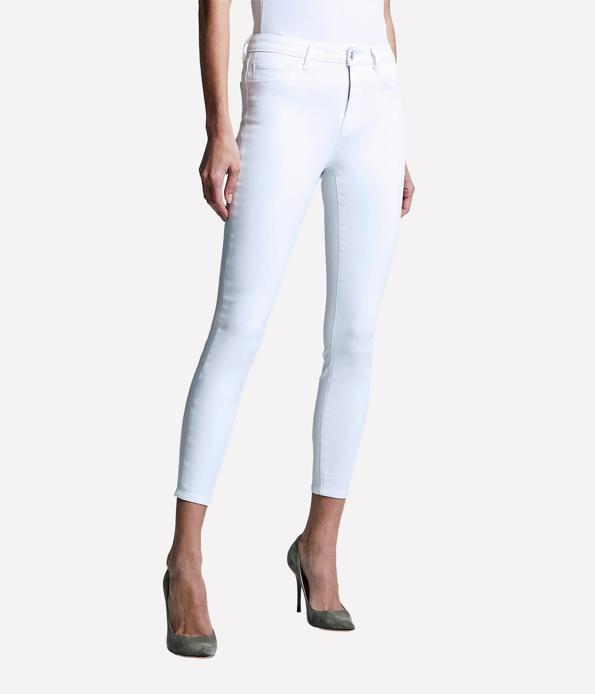 *FINAL SALE* Marguerite High Rise Skinny Jean in Blanc Coated