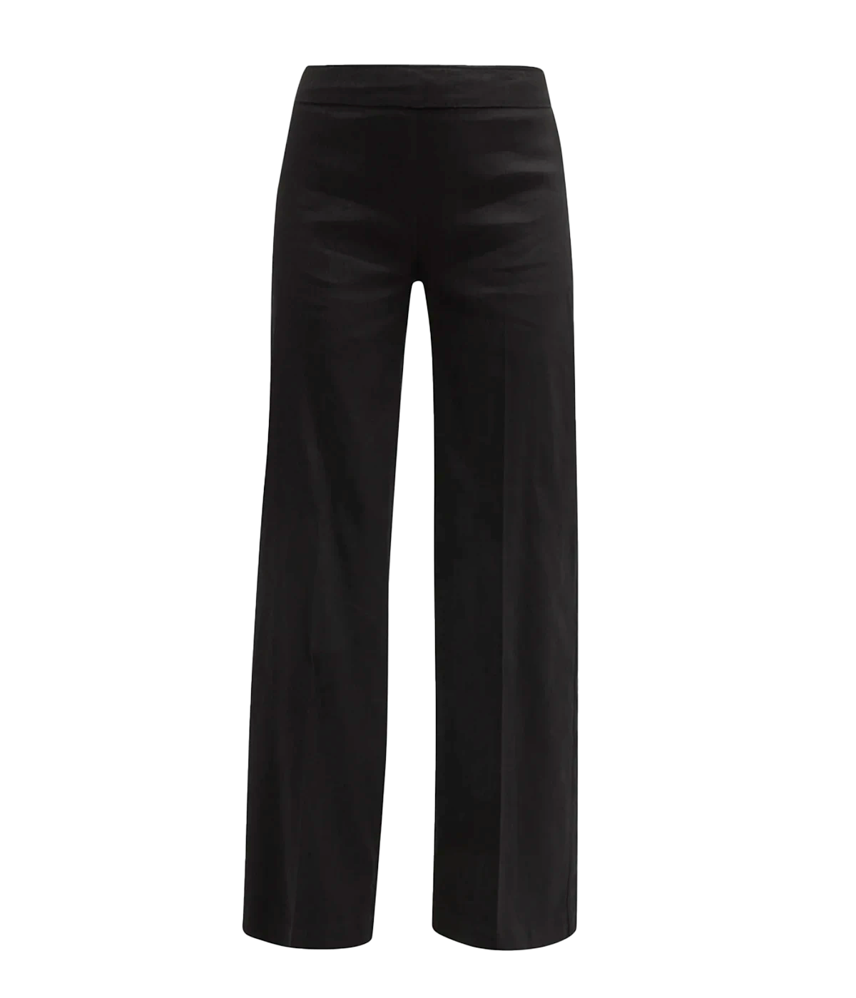 Image of a linen straight leg pant, featuring a high waist and cropped leg.